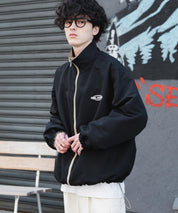 新色追加 2WAYリバーシブル 両A面オーバーサイズワンポイントロゴ刺繍スタンドネックライトブルゾン 15477