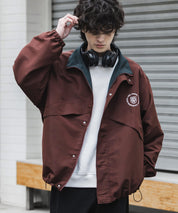 2WAYリバーシブル 両A面オーバーサイズワンポイントロゴ刺繍スタンドネックショートブルゾン 15477