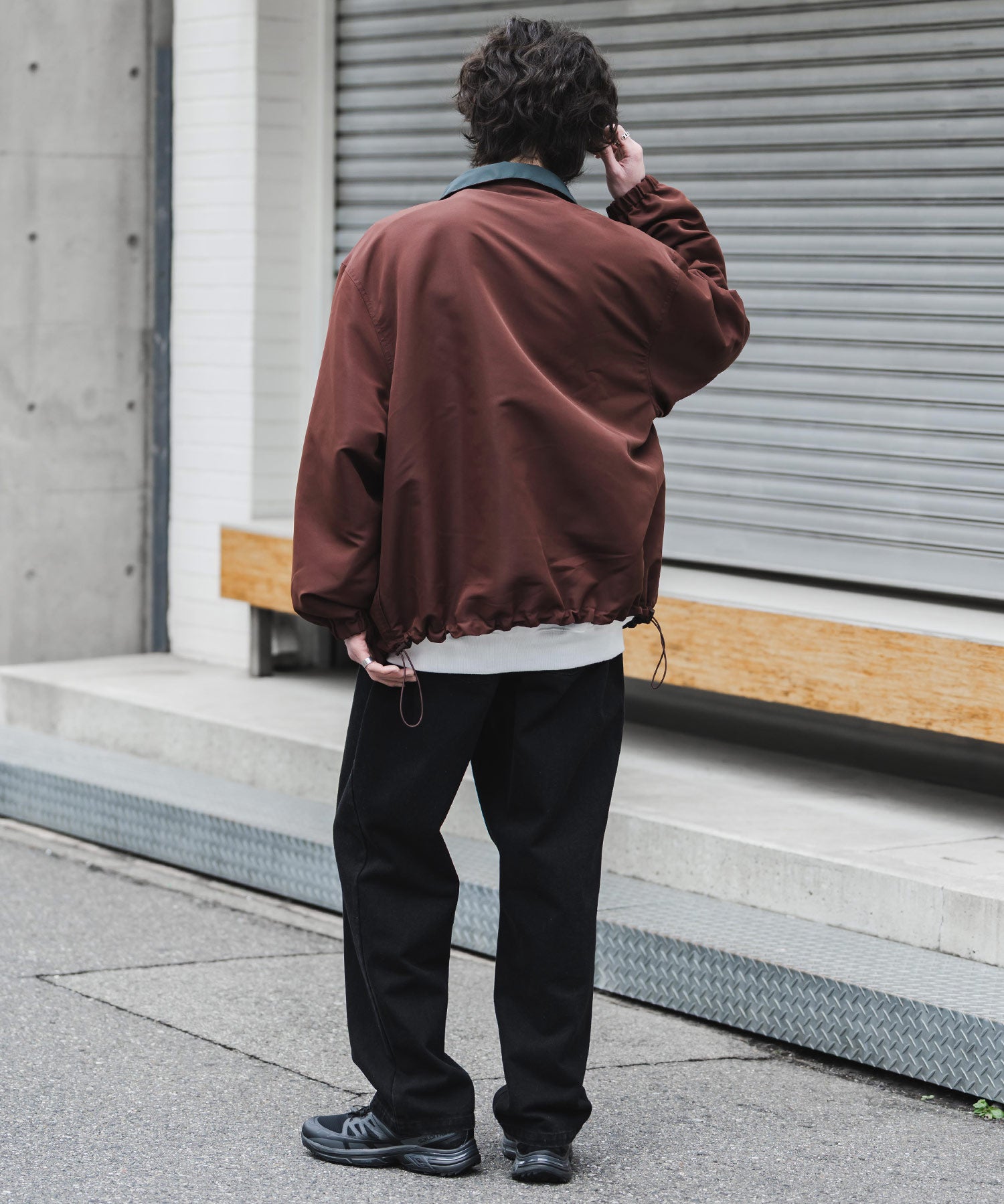 2WAYリバーシブル 両A面オーバーサイズワンポイントロゴ刺繍スタンドネックショートブルゾン 15477