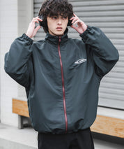 2WAYリバーシブル 両A面オーバーサイズワンポイントロゴ刺繍スタンドネックショートブルゾン 15477