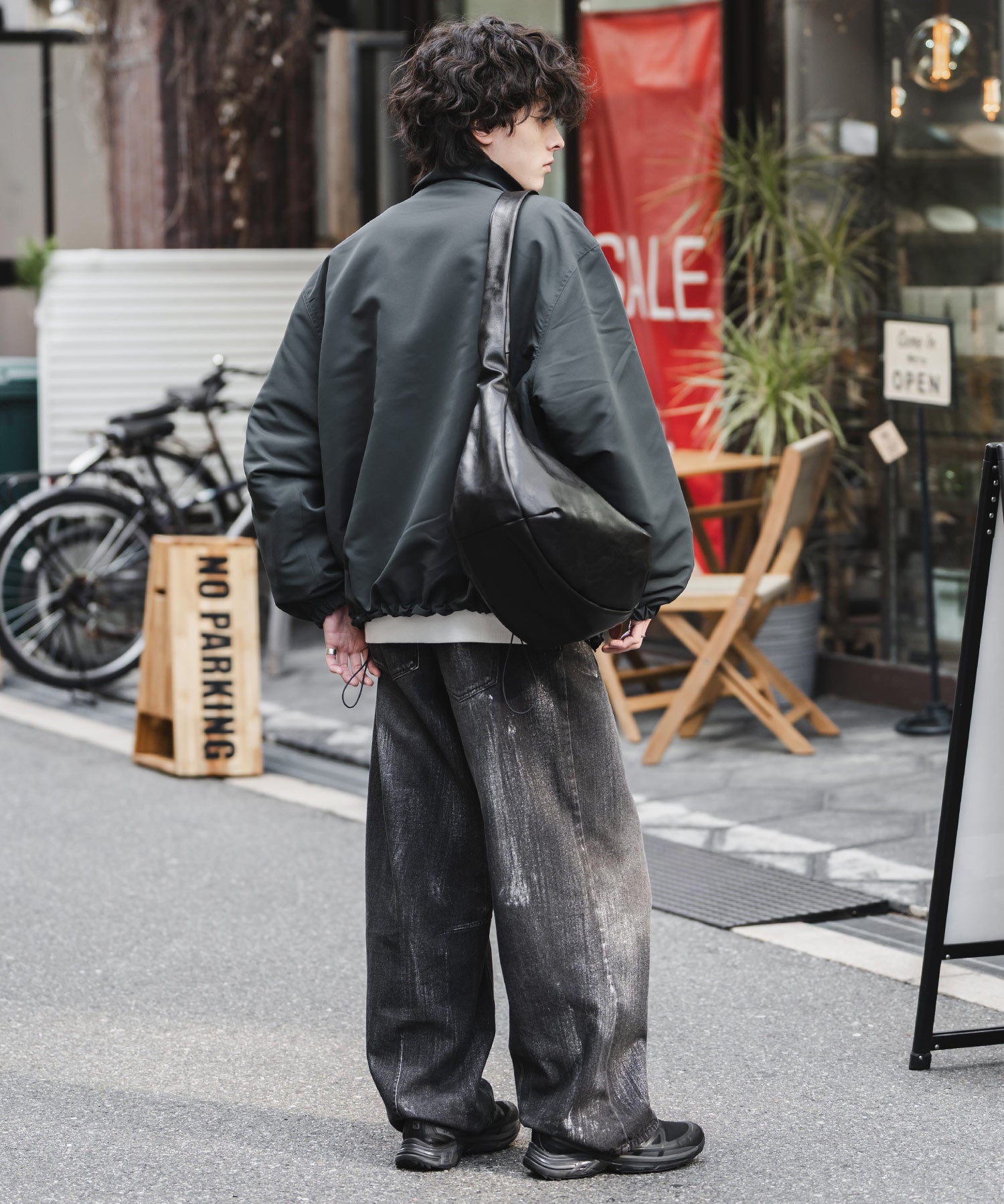 2WAYリバーシブル 両A面オーバーサイズワンポイントロゴ刺繍スタンドネックショートブルゾン 15477