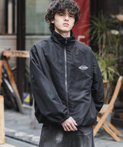 2WAYリバーシブル 両A面オーバーサイズワンポイントロゴ刺繍スタンドネックショートブルゾン 15477