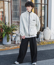 新色追加 2WAYリバーシブル 両A面オーバーサイズワンポイントロゴ刺繍スタンドネックライトブルゾン 15477