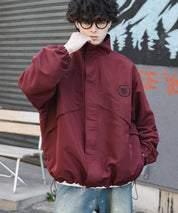 新色追加 2WAYリバーシブル 両A面オーバーサイズワンポイントロゴ刺繍スタンドネックライトブルゾン 15477