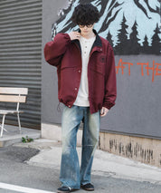 新色追加 2WAYリバーシブル 両A面オーバーサイズワンポイントロゴ刺繍スタンドネックライトブルゾン 15477