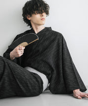 しじら織りワンタッチ帯付きメンズ浴衣2点セット 15479