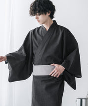 しじら織りワンタッチ帯付きメンズ浴衣2点セット 15479