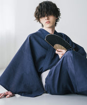 しじら織りワンタッチ帯付きメンズ浴衣2点セット 15479