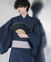 しじら織りワンタッチ帯付きメンズ浴衣2点セット 15479