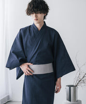 しじら織りワンタッチ帯付きメンズ浴衣2点セット 15479
