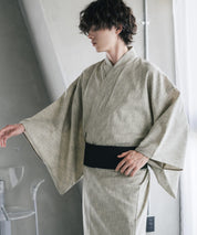 しじら織りワンタッチ帯付きメンズ浴衣2点セット 15479