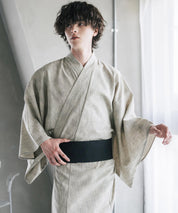 しじら織りワンタッチ帯付きメンズ浴衣2点セット 15479