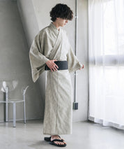 しじら織りワンタッチ帯付きメンズ浴衣2点セット 15479