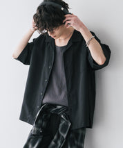 新色追加 セットアップ 接触冷感 多機能素材 リネンライク半袖開襟シャツ＆セミワイドイージーパンツ 15480