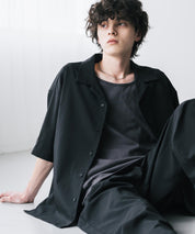 新色追加 セットアップ 接触冷感 多機能素材 リネンライク半袖開襟シャツ＆セミワイドイージーパンツ 15480