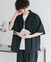 新色追加 セットアップ 接触冷感 多機能素材 リネンライク半袖開襟シャツ＆セミワイドイージーパンツ 15480