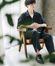 新色追加 セットアップ 接触冷感 多機能素材 リネンライク半袖開襟シャツ＆セミワイドイージーパンツ 15480