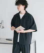 新色追加 セットアップ 接触冷感 多機能素材 リネンライク半袖開襟シャツ＆セミワイドイージーパンツ 15480