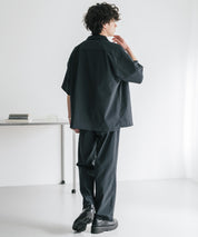 新色追加 セットアップ 接触冷感 多機能素材 リネンライク半袖開襟シャツ＆セミワイドイージーパンツ 15480