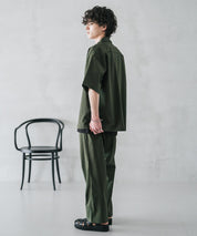 新色追加 セットアップ 接触冷感 多機能素材 リネンライク半袖開襟シャツ＆セミワイドイージーパンツ 15480