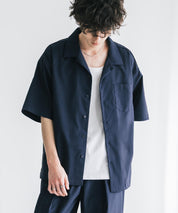 新色追加 セットアップ 接触冷感 多機能素材 リネンライク半袖開襟シャツ＆セミワイドイージーパンツ 15480