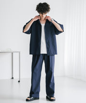 新色追加 セットアップ 接触冷感 多機能素材 リネンライク半袖開襟シャツ＆セミワイドイージーパンツ 15480