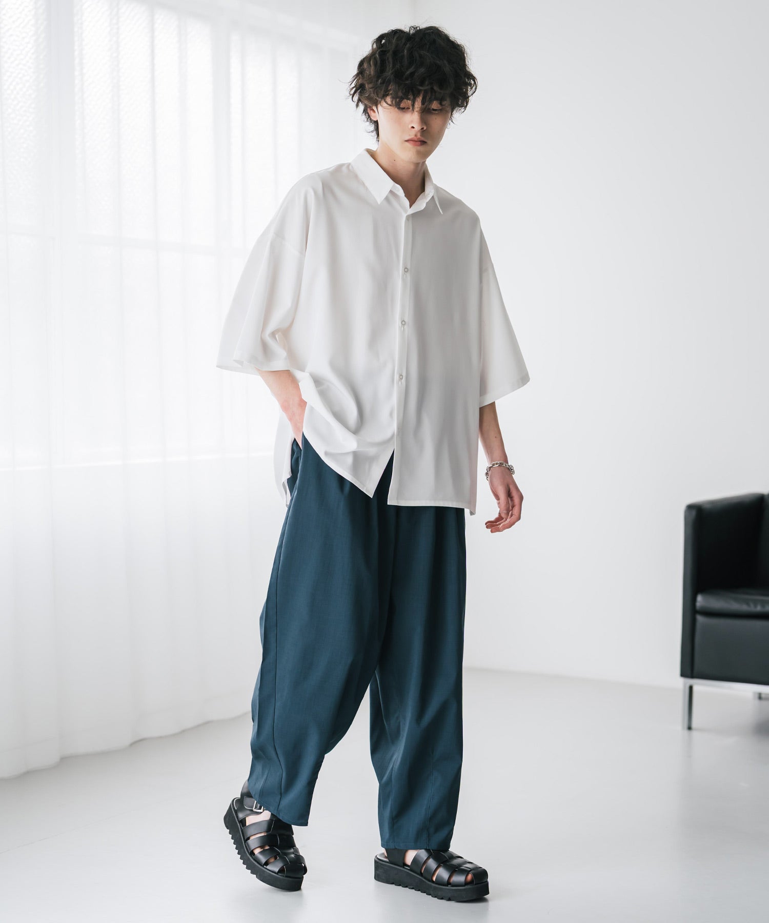 新色追加 接触冷感多機能素材リネンライク ワイドバルーンイージーパンツ 15481