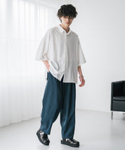 新色追加 接触冷感多機能素材リネンライク ワイドバルーンイージーパンツ 15481