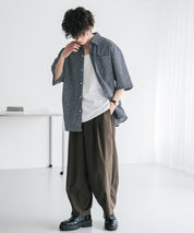 新色追加 接触冷感多機能素材リネンライク ワイドバルーンイージーパンツ 15481