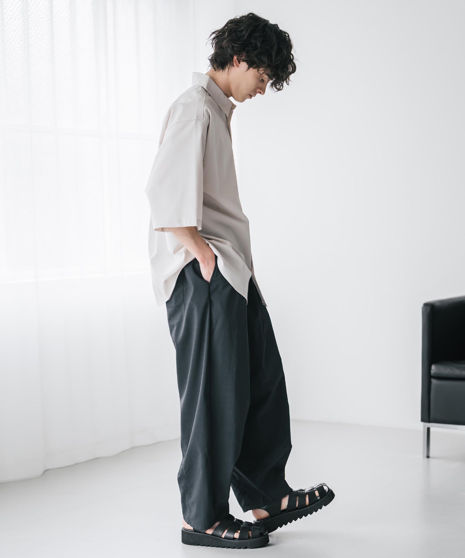 新色追加 接触冷感多機能素材リネンライク ワイドバルーンイージーパンツ 15481