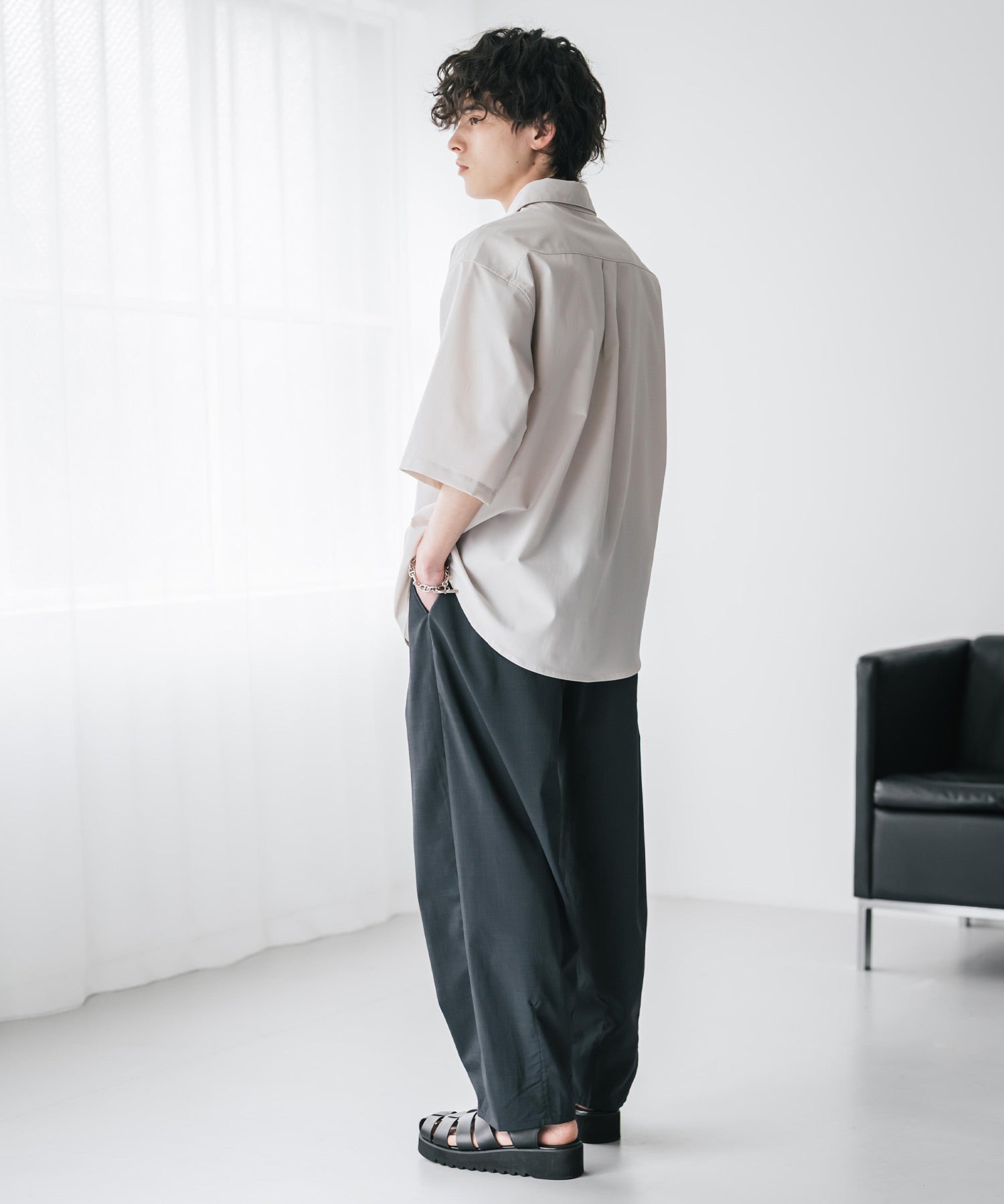 新色追加 接触冷感多機能素材リネンライク ワイドバルーンイージーパンツ 15481