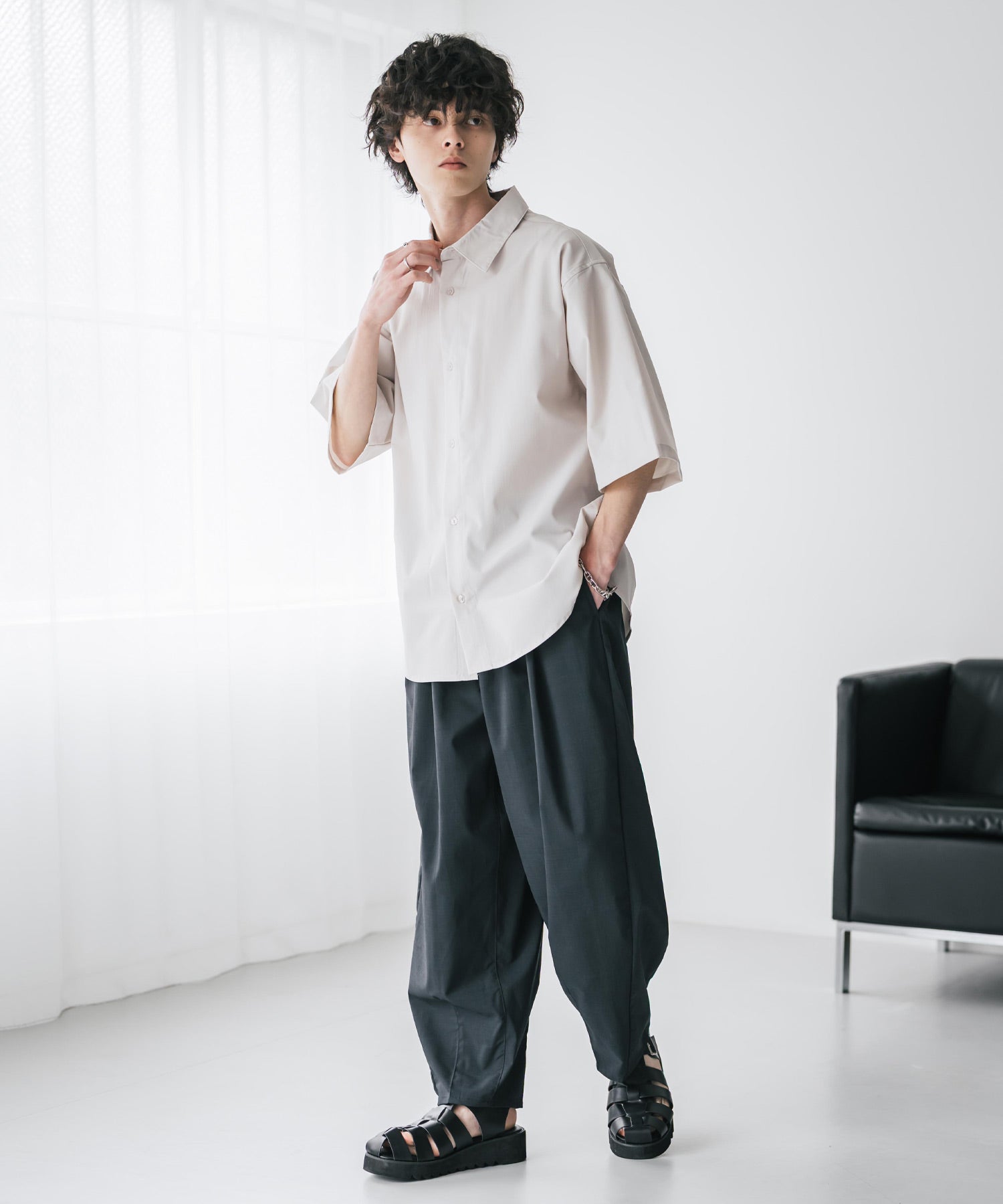 新色追加 接触冷感多機能素材リネンライク ワイドバルーンイージーパンツ 15481