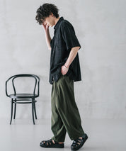 新色追加 接触冷感多機能素材リネンライク ワイドバルーンイージーパンツ 15481