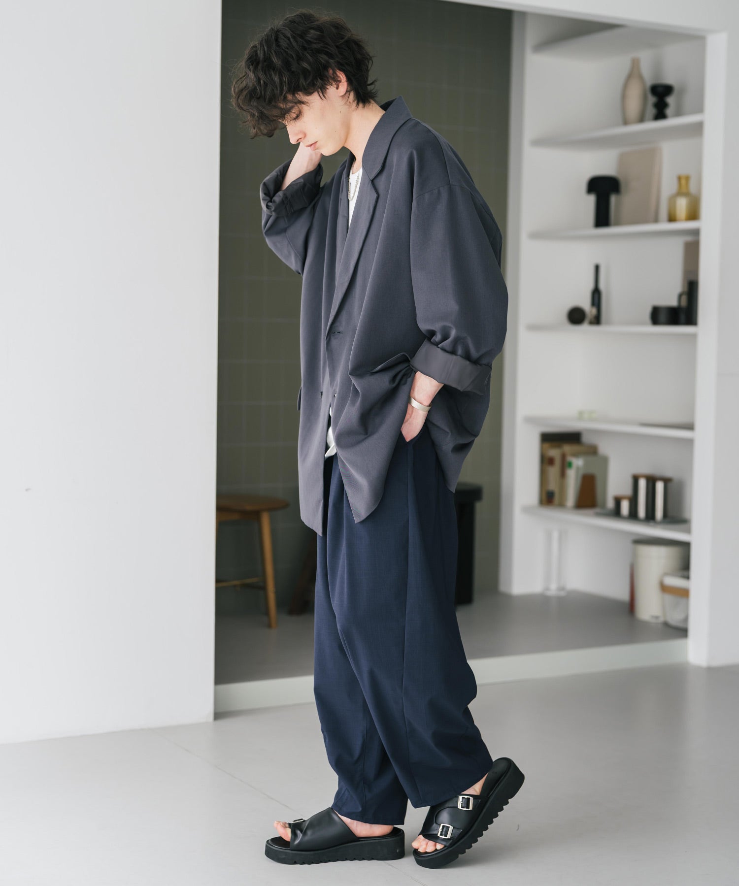 新色追加 接触冷感多機能素材リネンライク ワイドバルーンイージーパンツ 15481