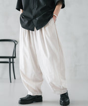 新色追加 接触冷感多機能素材リネンライク ワイドバルーンイージーパンツ 15481