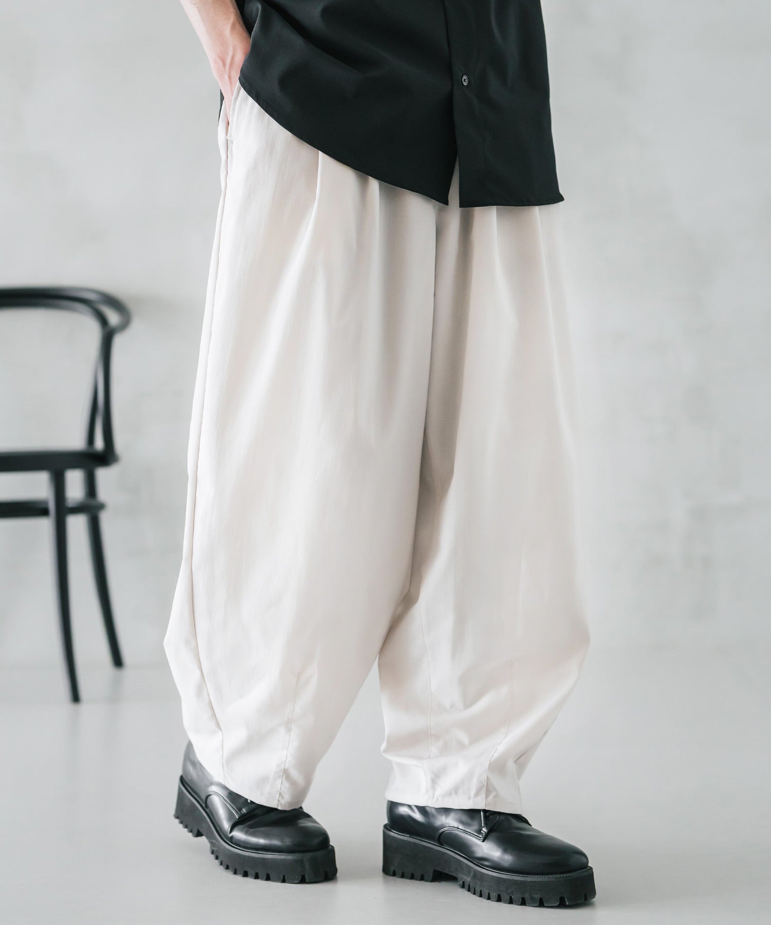 新色追加 接触冷感多機能素材リネンライク ワイドバルーンイージーパンツ 15481