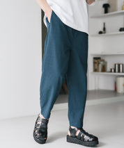 新色追加 接触冷感多機能素材リネンライク アンクルテーパードイージーパンツ 15482