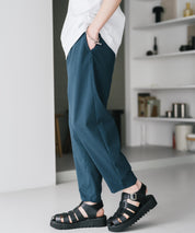 新色追加 接触冷感多機能素材リネンライク アンクルテーパードイージーパンツ 15482