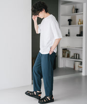 新色追加 接触冷感多機能素材リネンライク アンクルテーパードイージーパンツ 15482