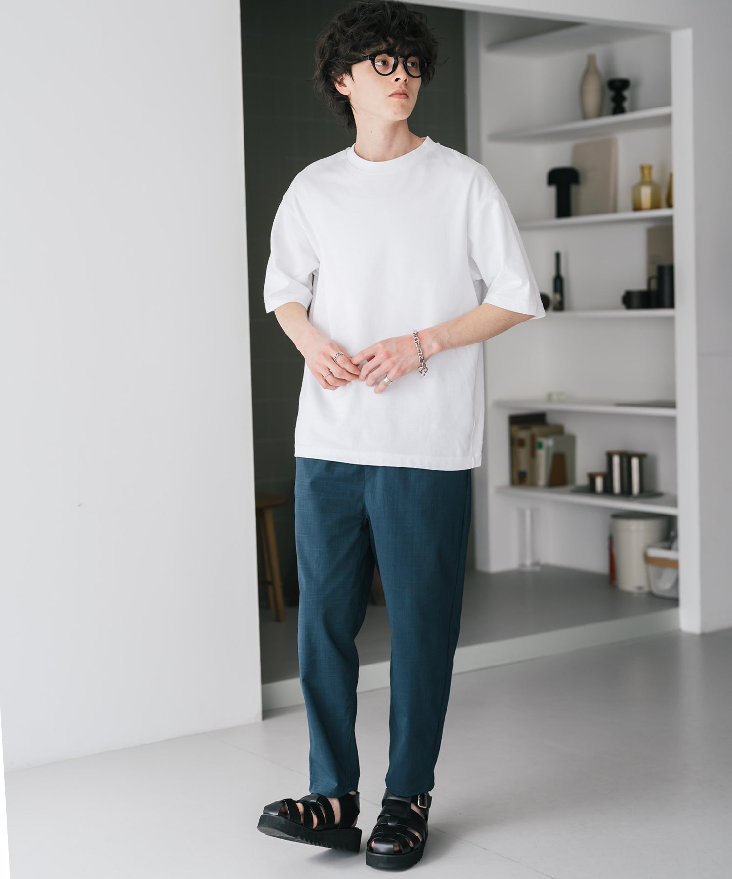 新色追加 接触冷感多機能素材リネンライク アンクルテーパードイージーパンツ 15482