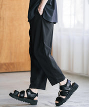 新色追加 接触冷感多機能素材リネンライク アンクルテーパードイージーパンツ 15482