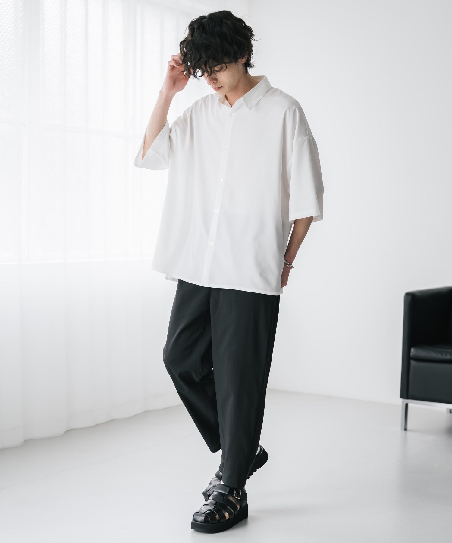 新色追加 接触冷感多機能素材リネンライク アンクルテーパードイージーパンツ 15482