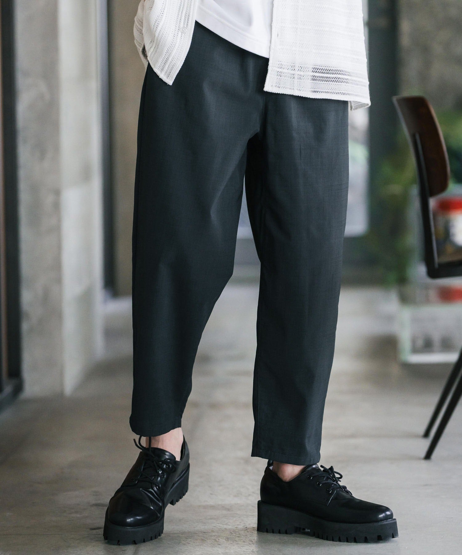 新色追加 接触冷感多機能素材リネンライク アンクルテーパードイージーパンツ 15482