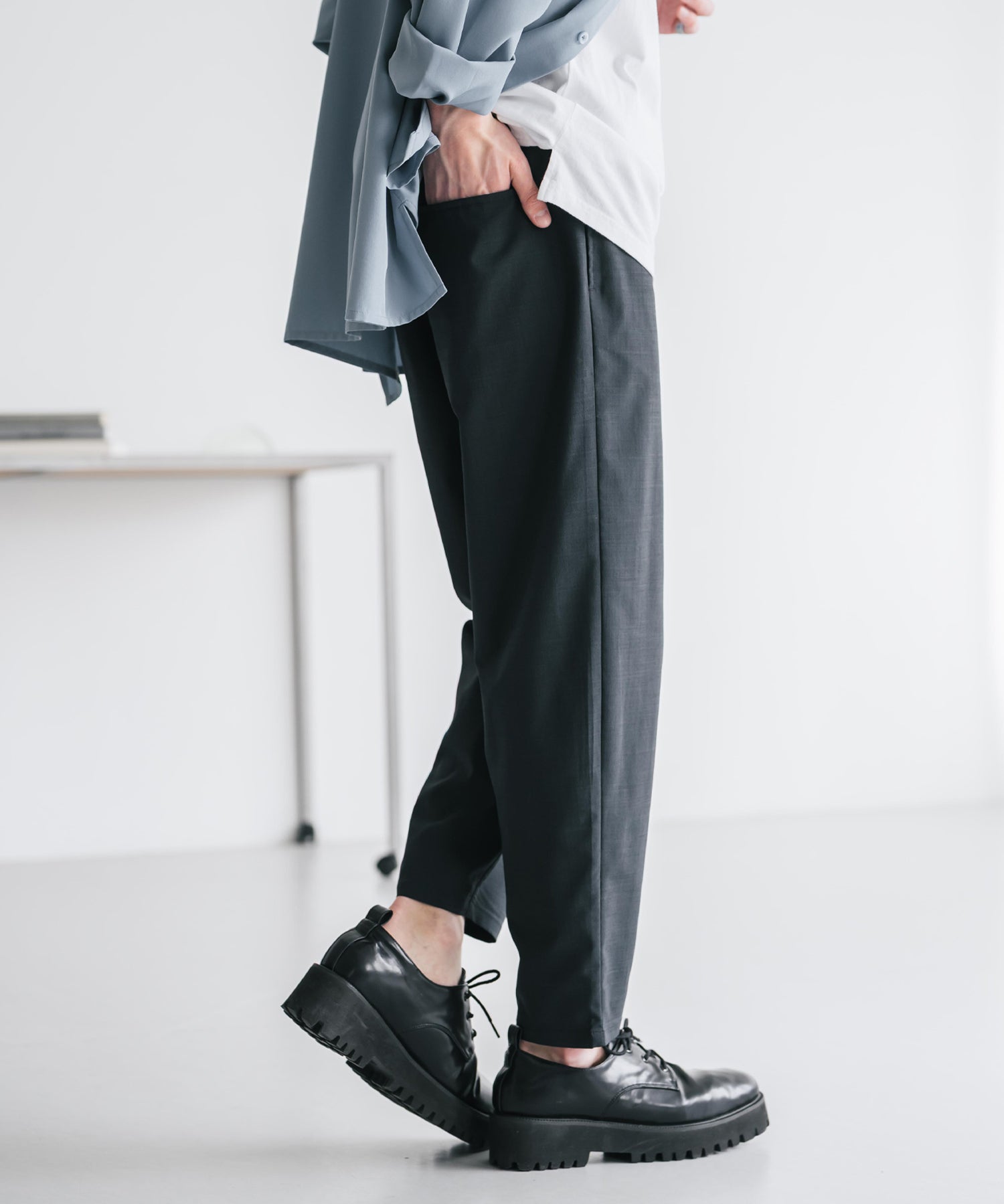 新色追加 接触冷感多機能素材リネンライク アンクルテーパードイージーパンツ 15482