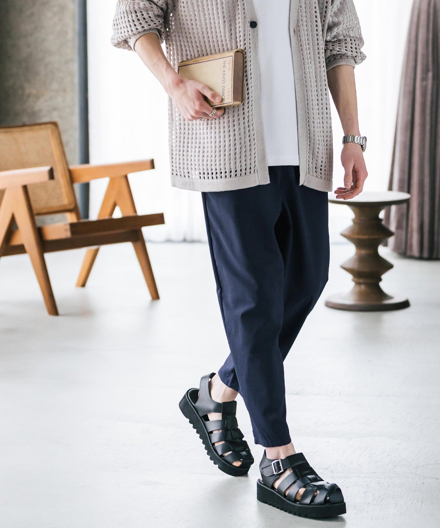 新色追加 接触冷感多機能素材リネンライク アンクルテーパードイージーパンツ 15482