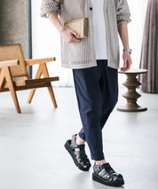 新色追加 接触冷感多機能素材リネンライク アンクルテーパードイージーパンツ 15482