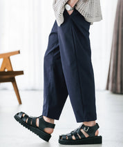 新色追加 接触冷感多機能素材リネンライク アンクルテーパードイージーパンツ 15482