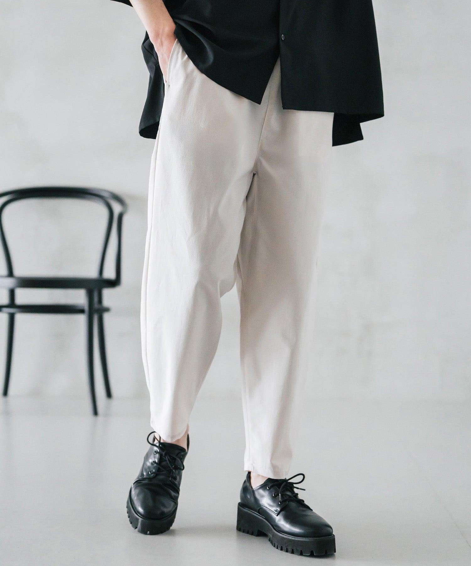 新色追加 接触冷感多機能素材リネンライク アンクルテーパードイージーパンツ 15482