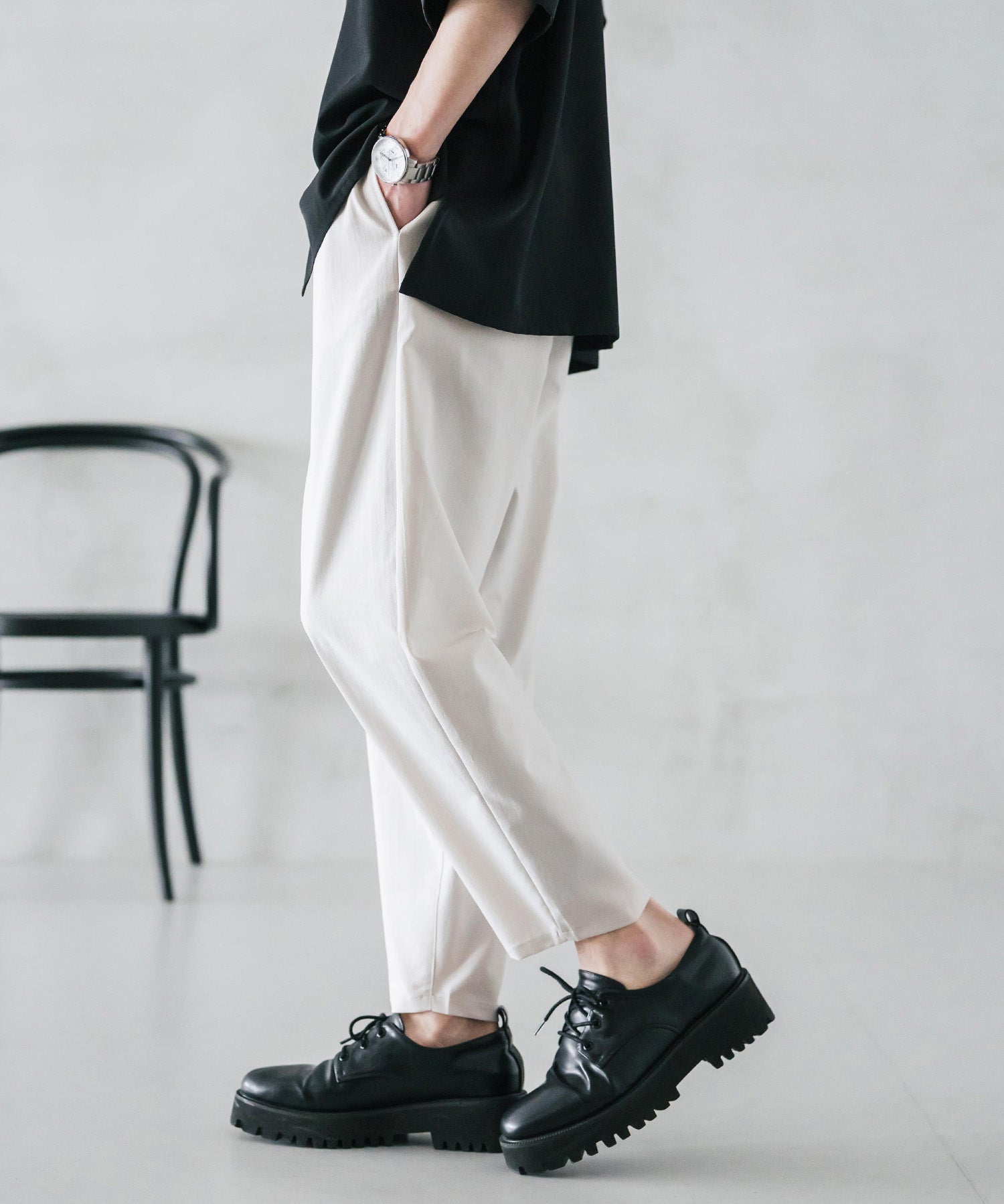 新色追加 接触冷感多機能素材リネンライク アンクルテーパードイージーパンツ 15482