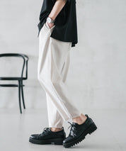 新色追加 接触冷感多機能素材リネンライク アンクルテーパードイージーパンツ 15482